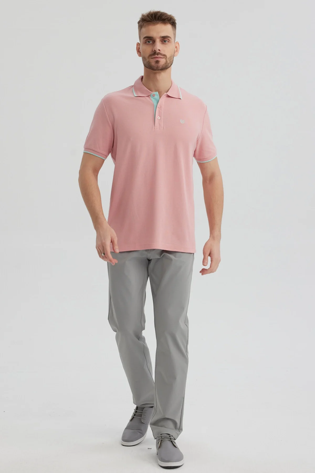Polera Hombre Pique Básica Lisa Palo Rosa - Image 4