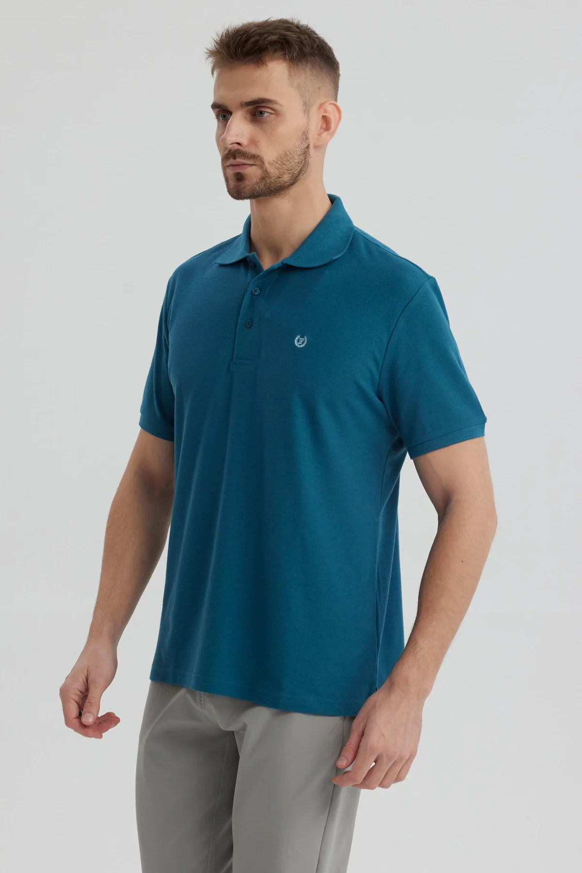 Polera Hombre Pique Básica Lisa Petroleo - Image 2