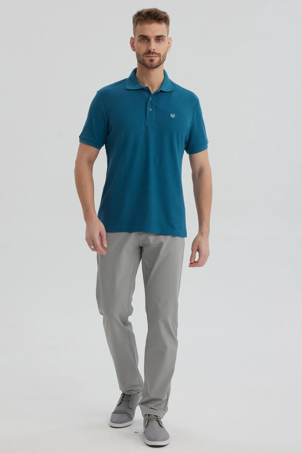 Polera Hombre Pique Básica Lisa Petroleo - Image 4