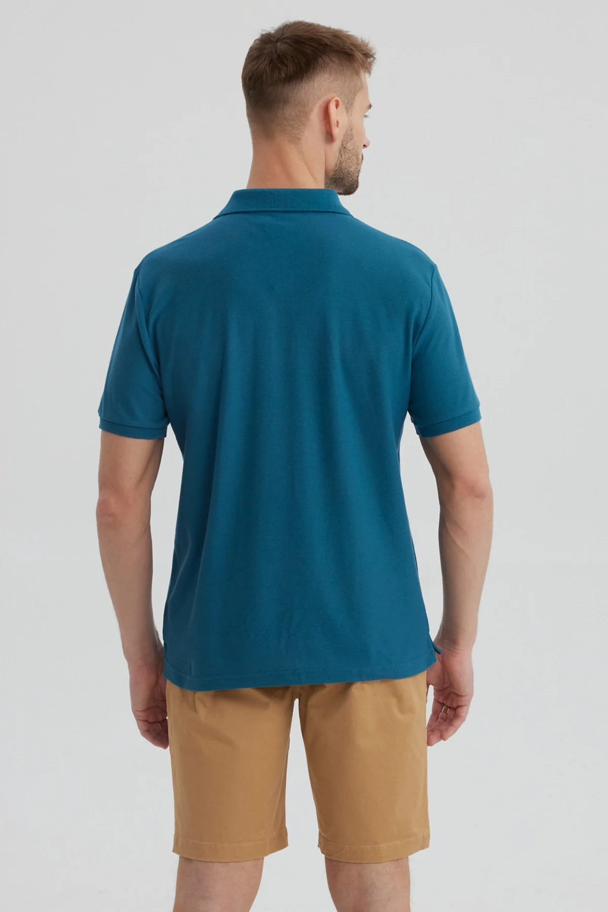 Polera Hombre Pique Básica Lisa Petroleo - Image 3