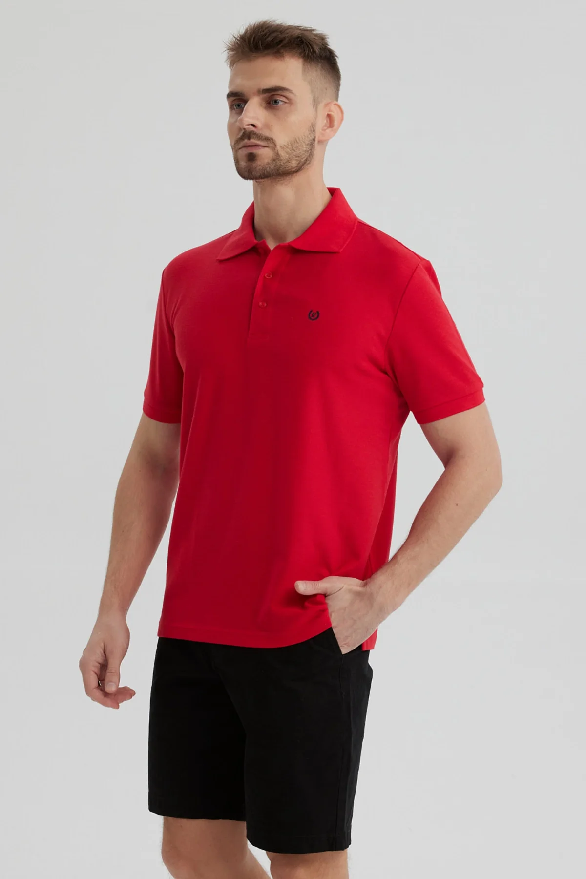 Polera Hombre Pique Básica Lisa Rojo - Image 2