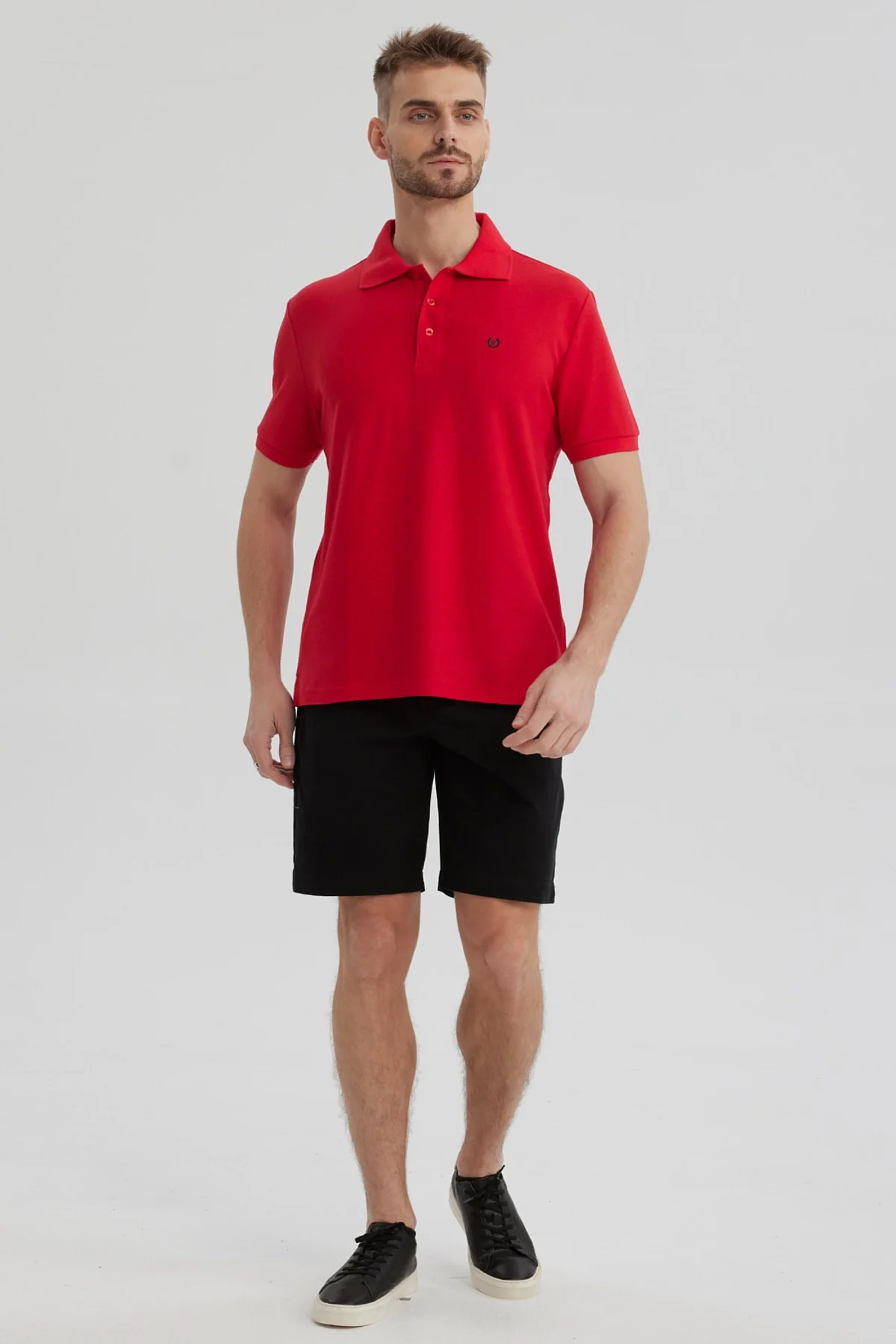 Polera Hombre Pique Básica Lisa Rojo - Image 4