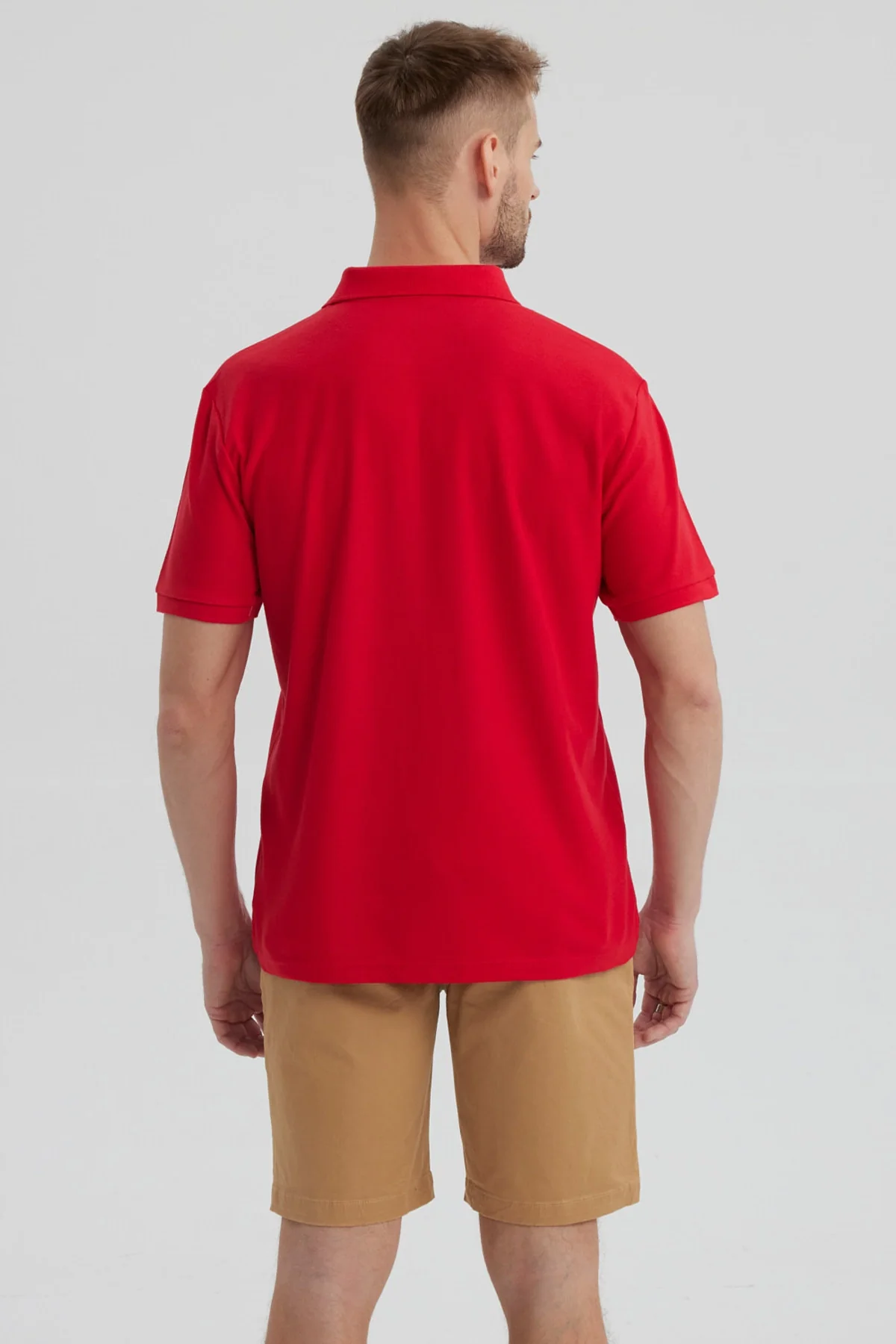 Polera Hombre Pique Básica Lisa Rojo - Image 3