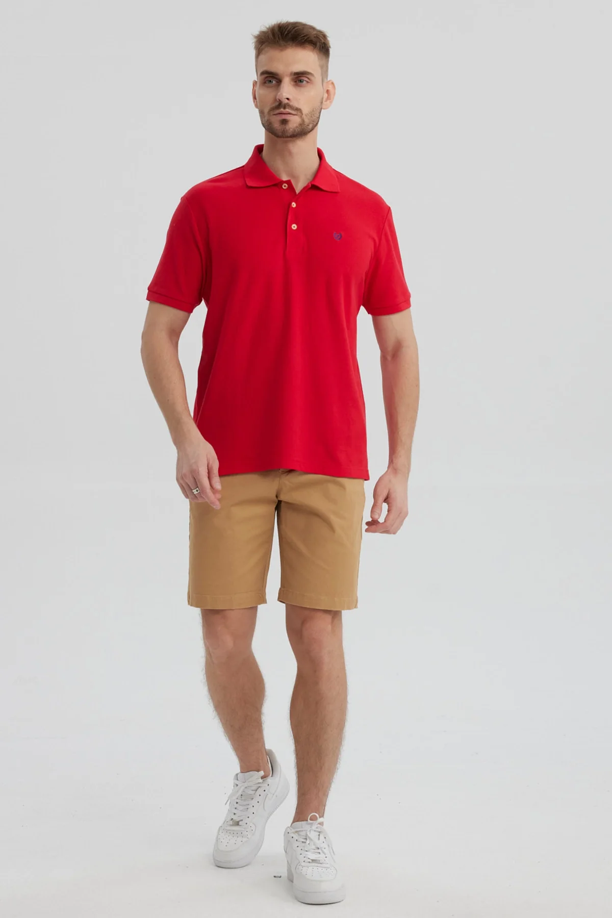 Polera Hombre Pique Básica Lisa Rojo - Image 4