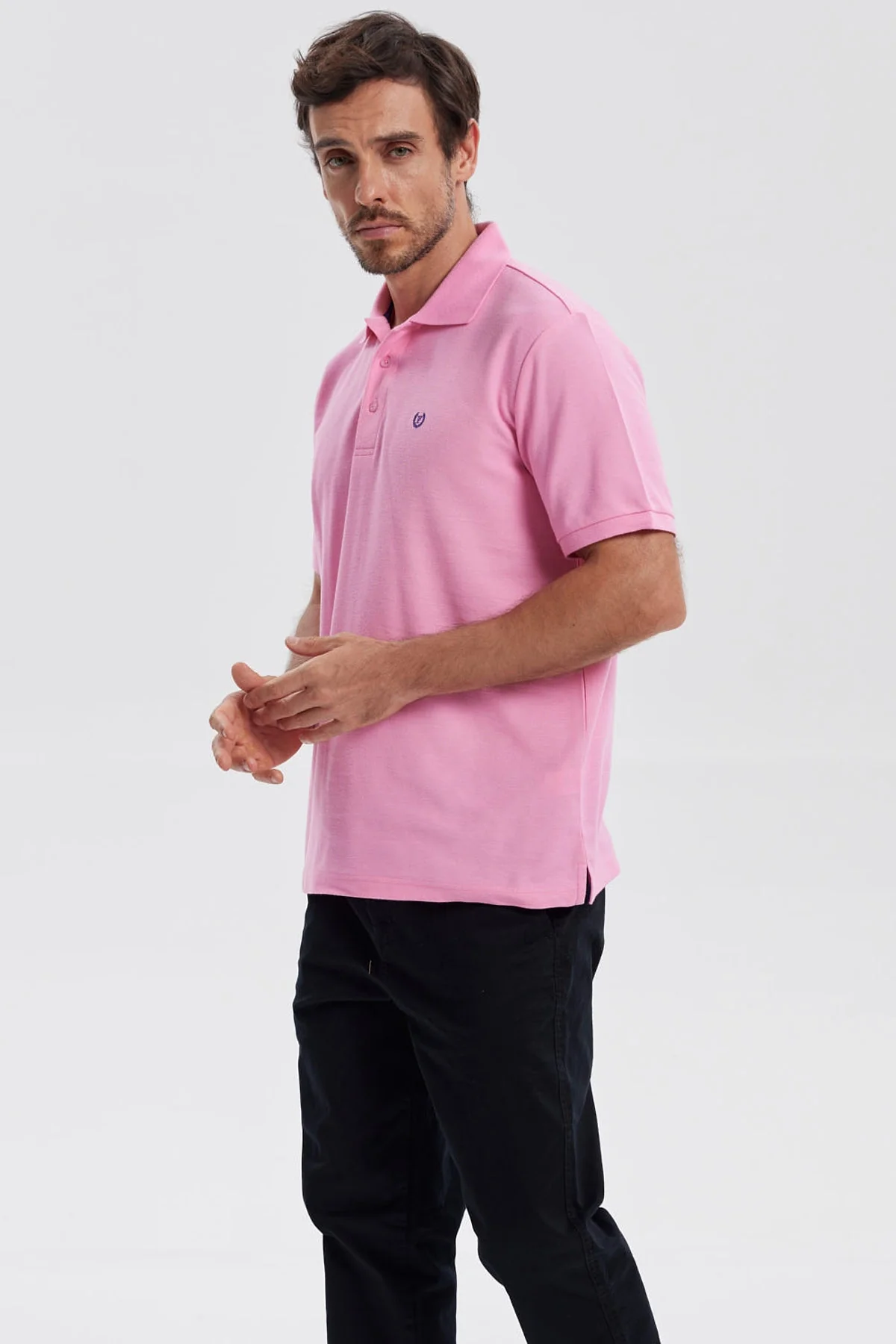 Polera Hombre Pique Básica Lisa Rosado - Image 2