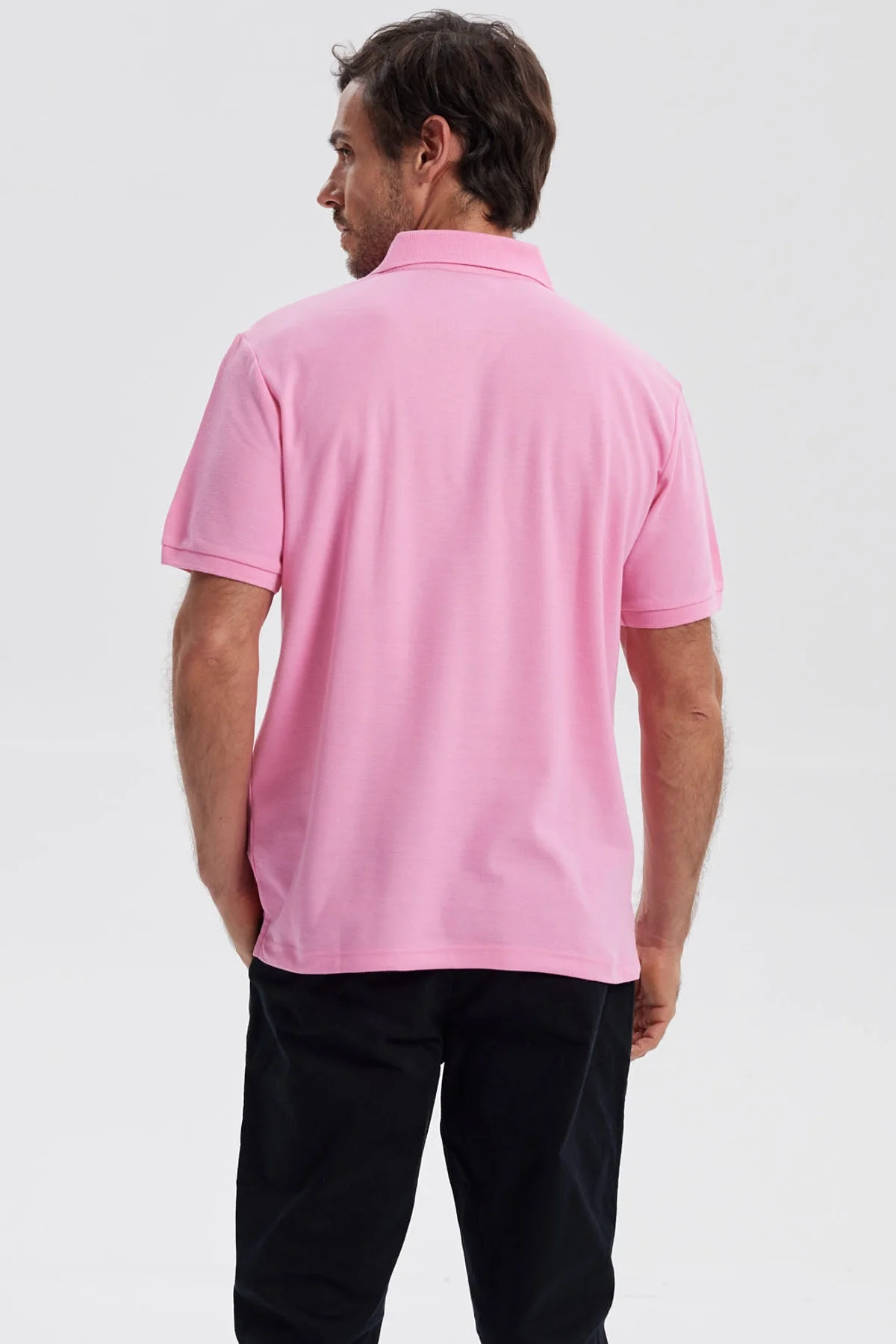 Polera Hombre Pique Básica Lisa Rosado - Image 3