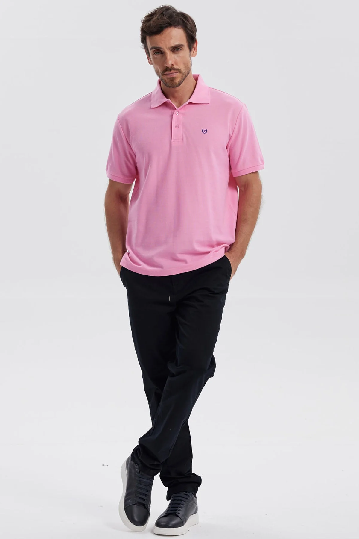 Polera Hombre Pique Básica Lisa Rosado - Image 4