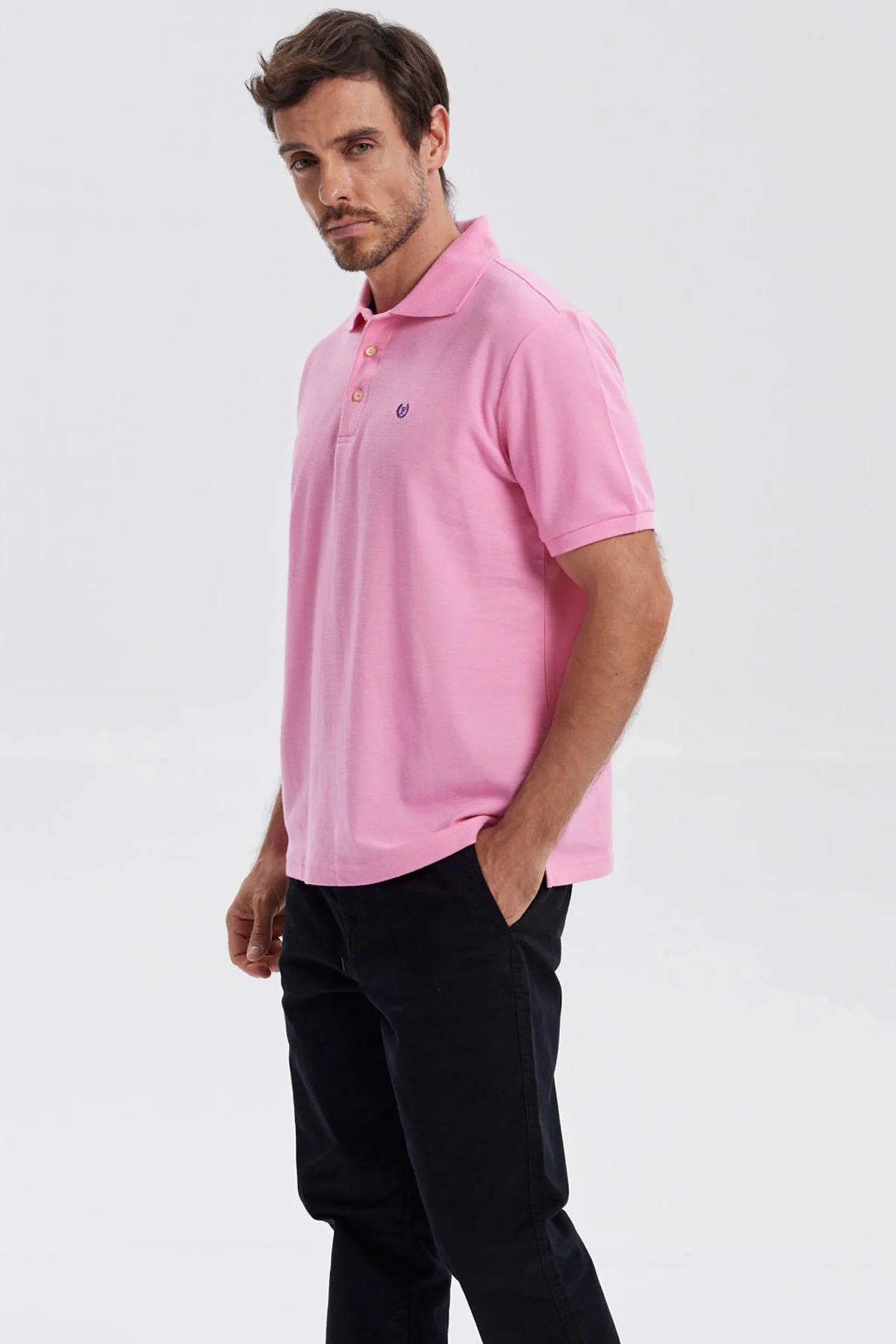 Polera Hombre Pique Básica Lisa Rosado - Image 2