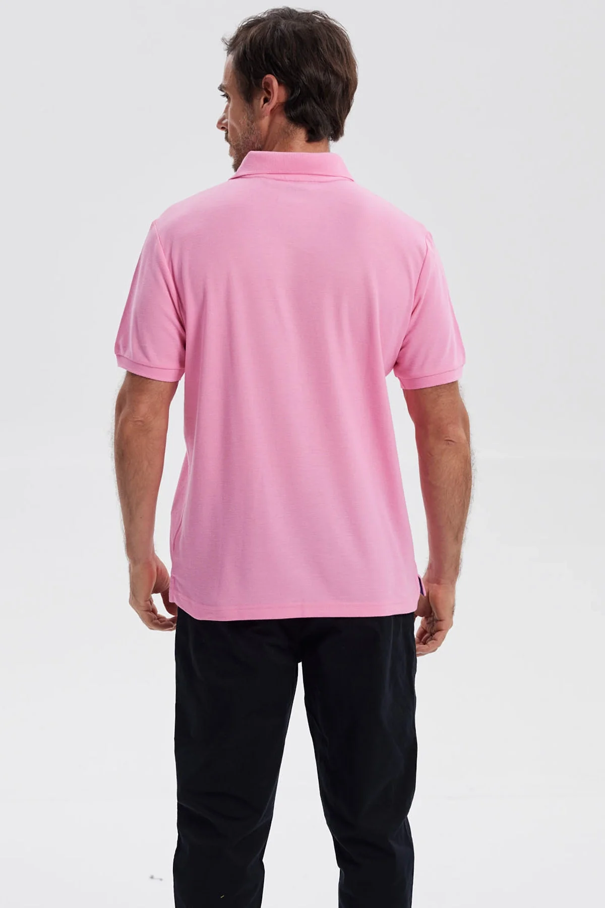 Polera Hombre Pique Básica Lisa Rosado - Image 3