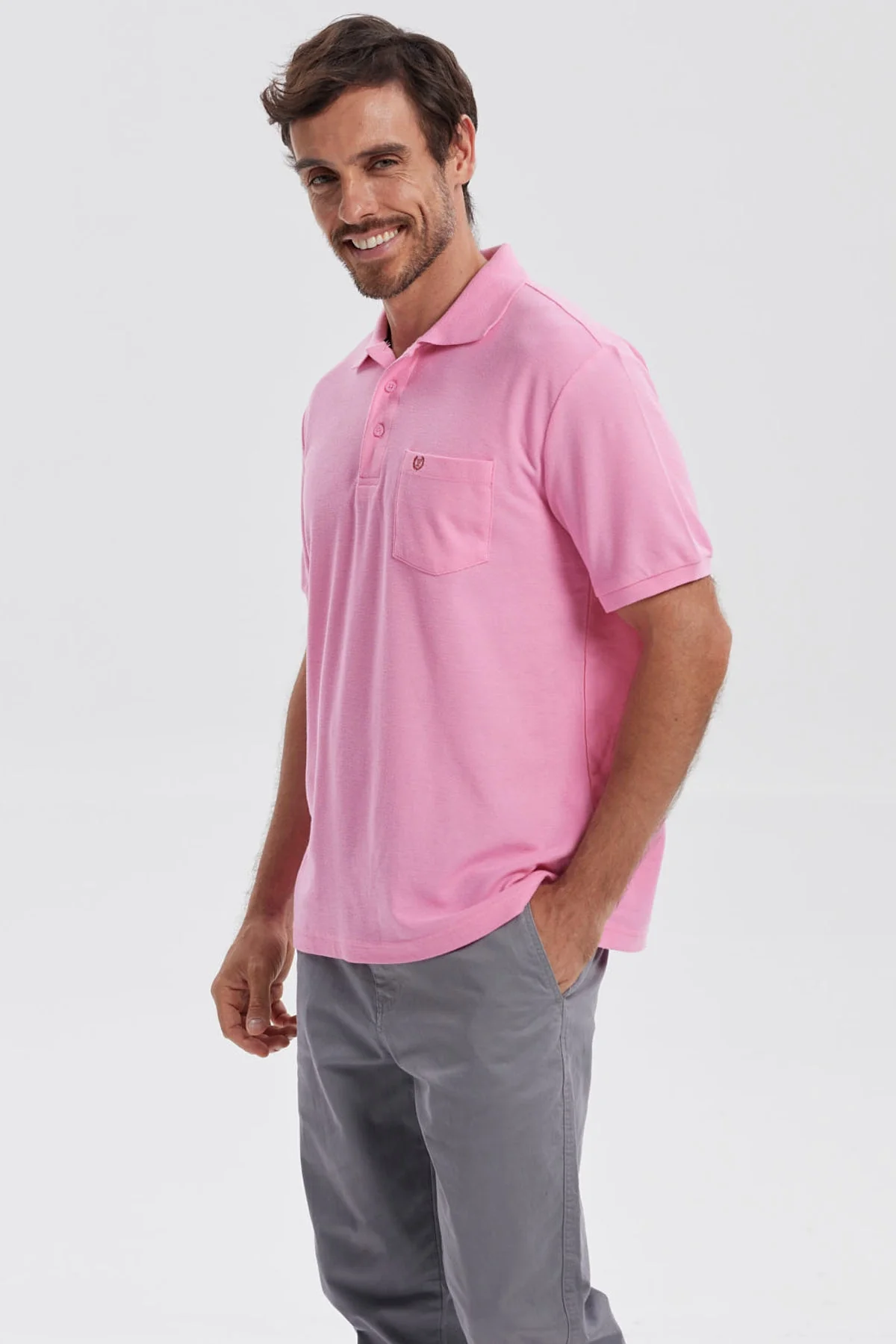 Polera Hombre Pique Básica Lisa Rosado - Image 2