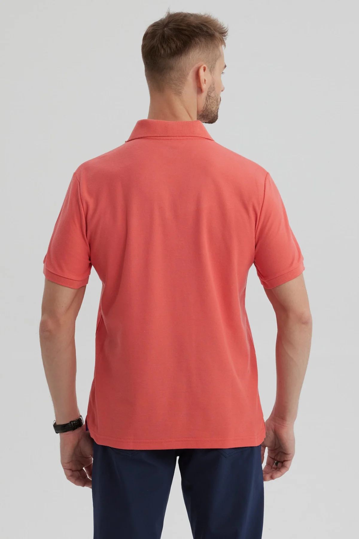 Polera Hombre Pique Básica Lisa Sandía - Image 3