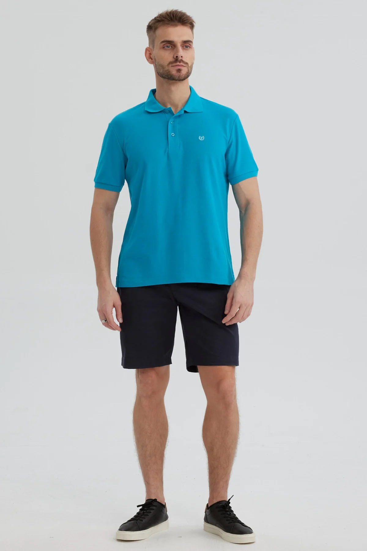 Polera Hombre Pique Básica Lisa Turquesa - Image 4