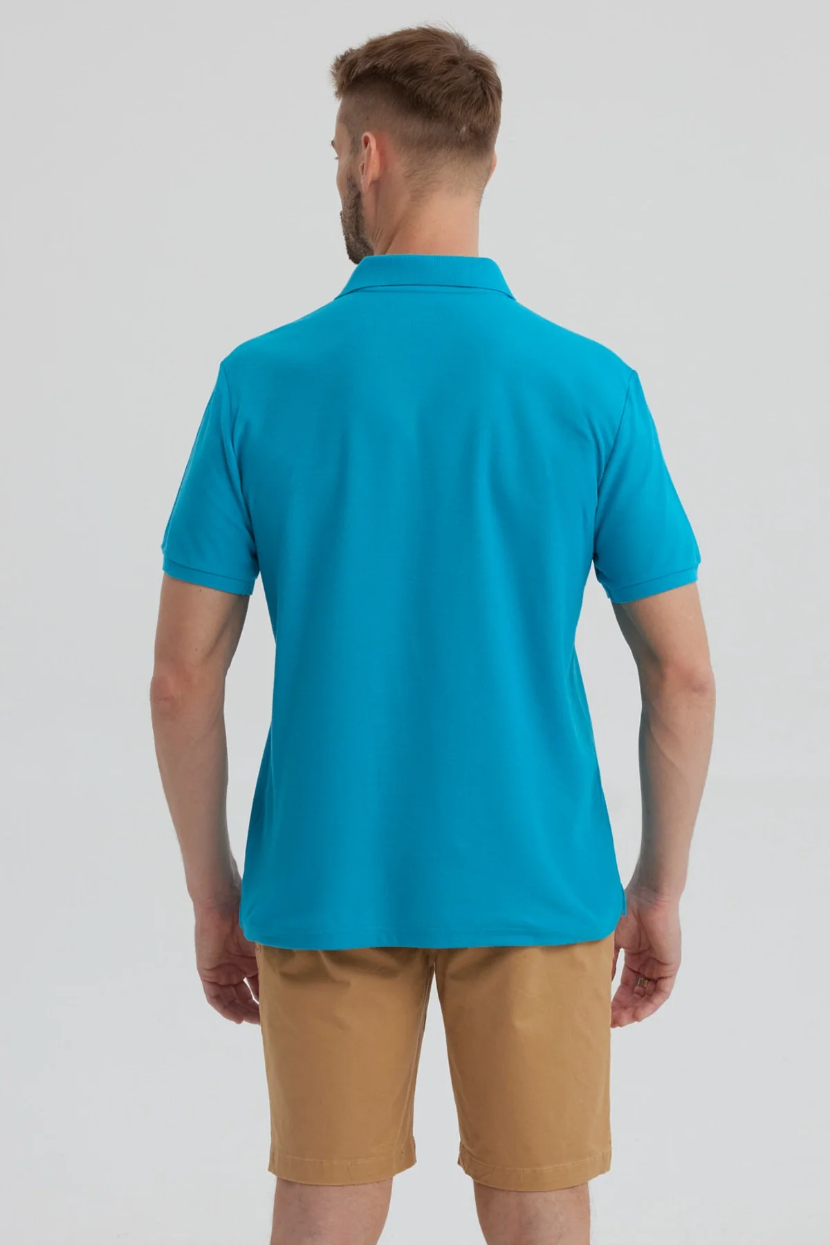 Polera Hombre Pique Básica Lisa Turquesa - Image 3
