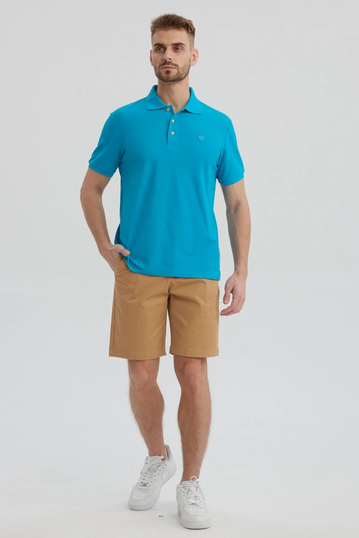 Polera Hombre Pique Básica Lisa Turquesa - Image 4
