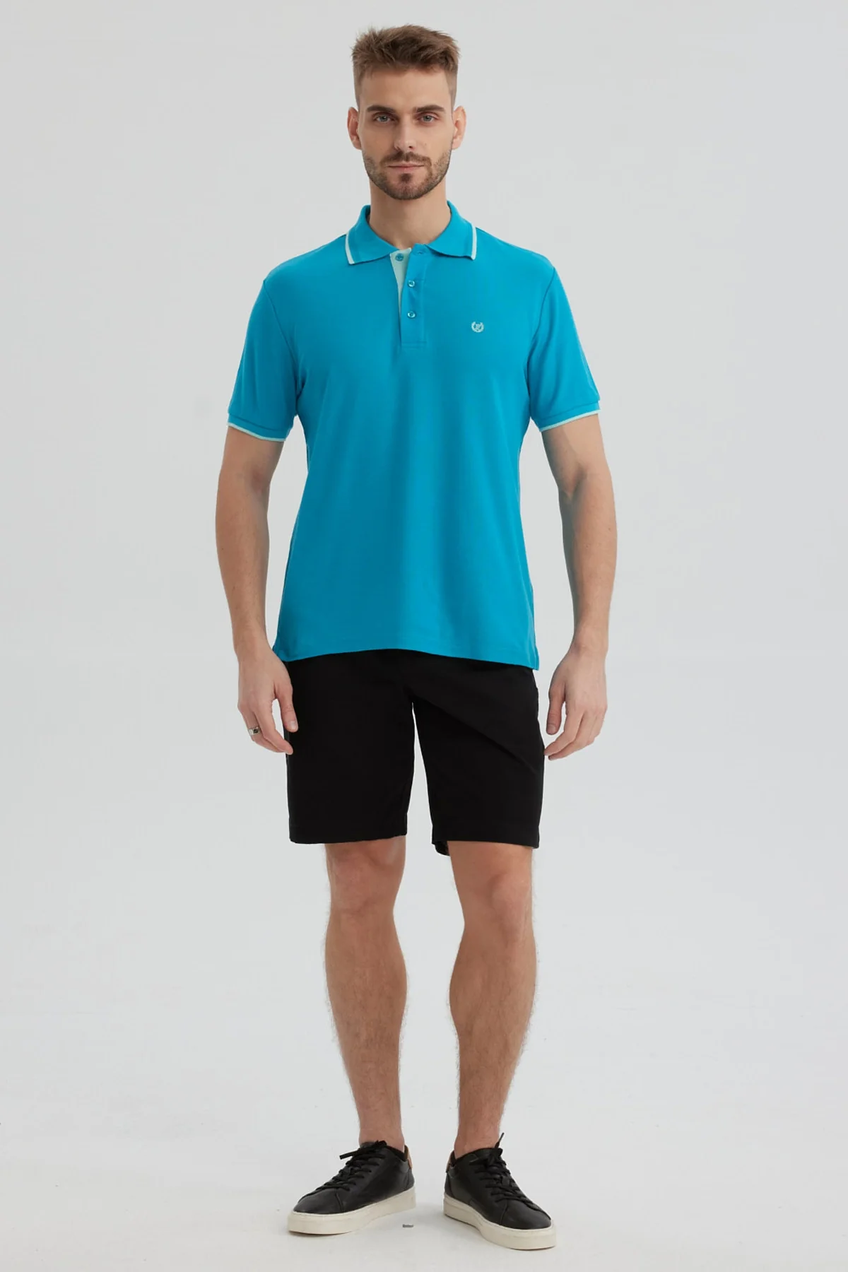 Polera Hombre Pique Básica Lisa Turquesa - Image 4