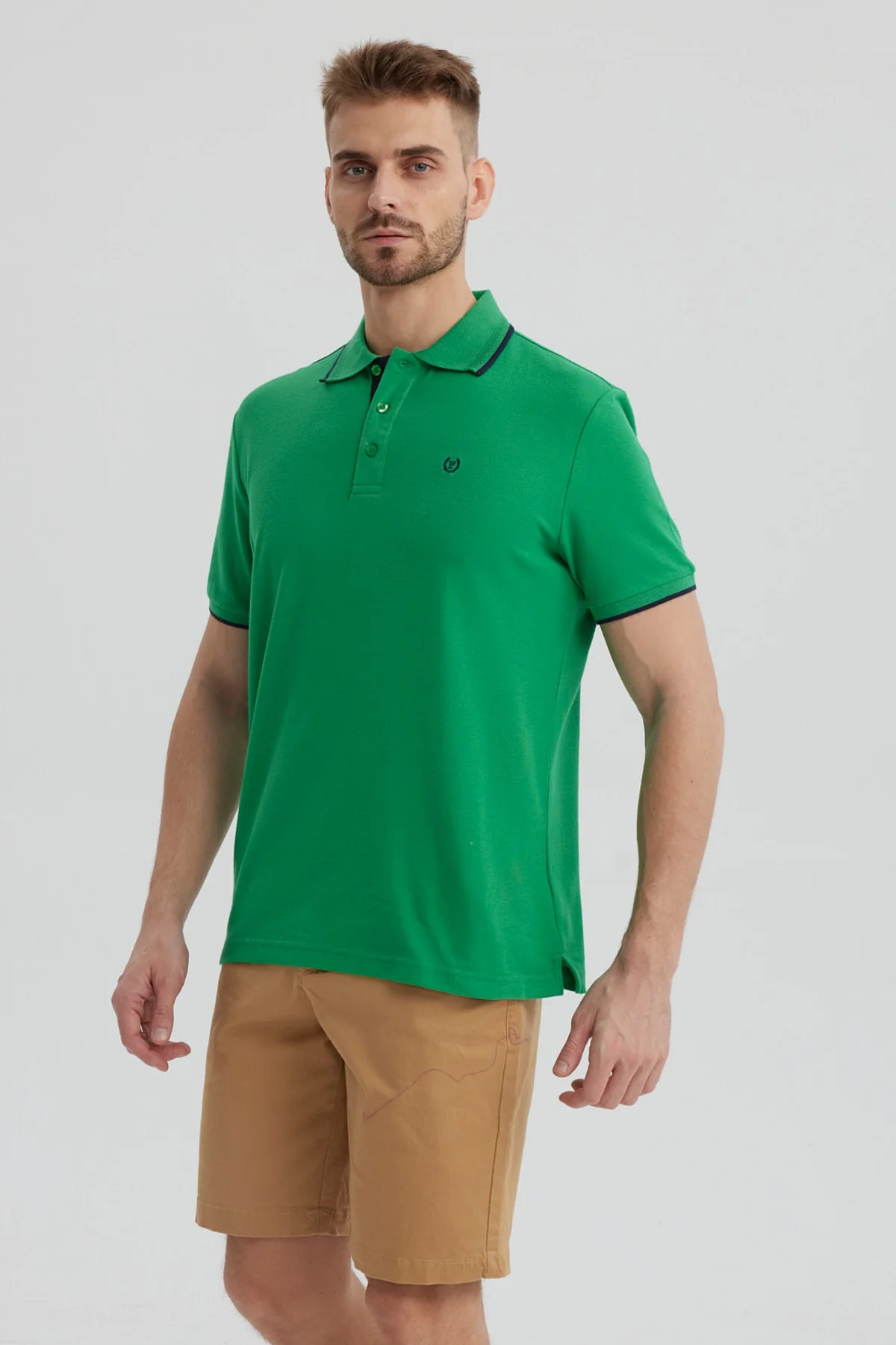 Polera Hombre Pique Básica Lisa Verde - Image 2