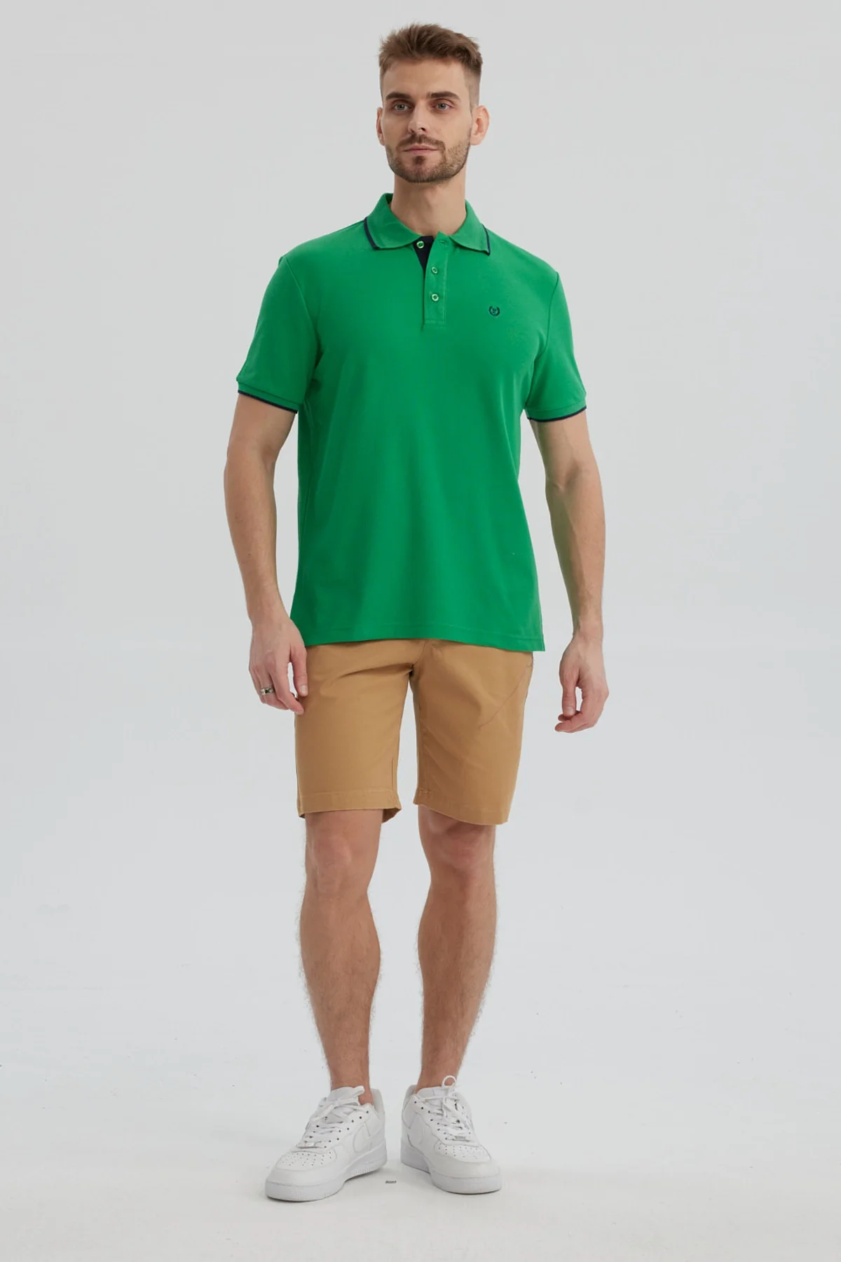 Polera Hombre Pique Básica Lisa Verde - Image 4