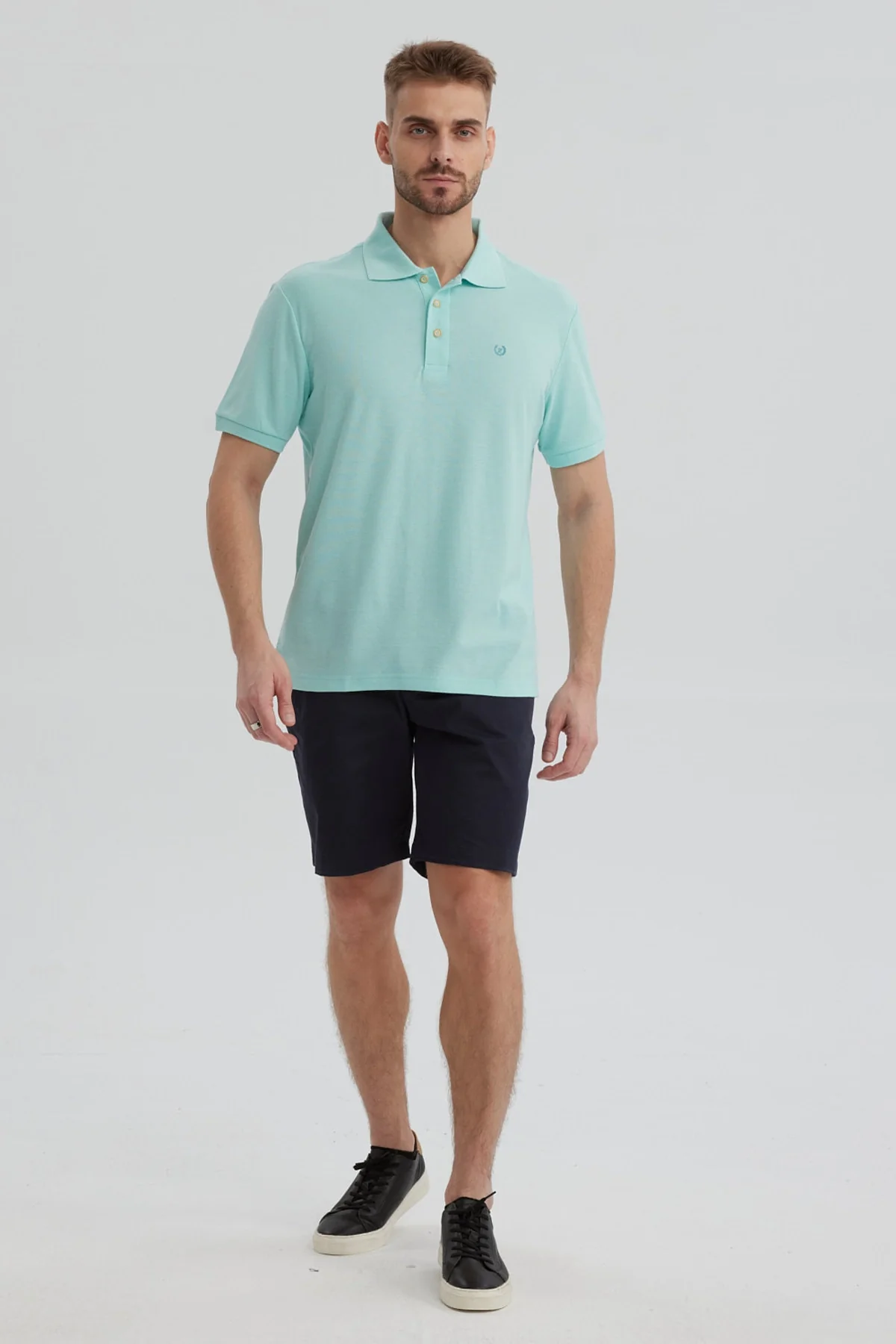 Polera Hombre Pique Básica Lisa Verde Claro - Image 4
