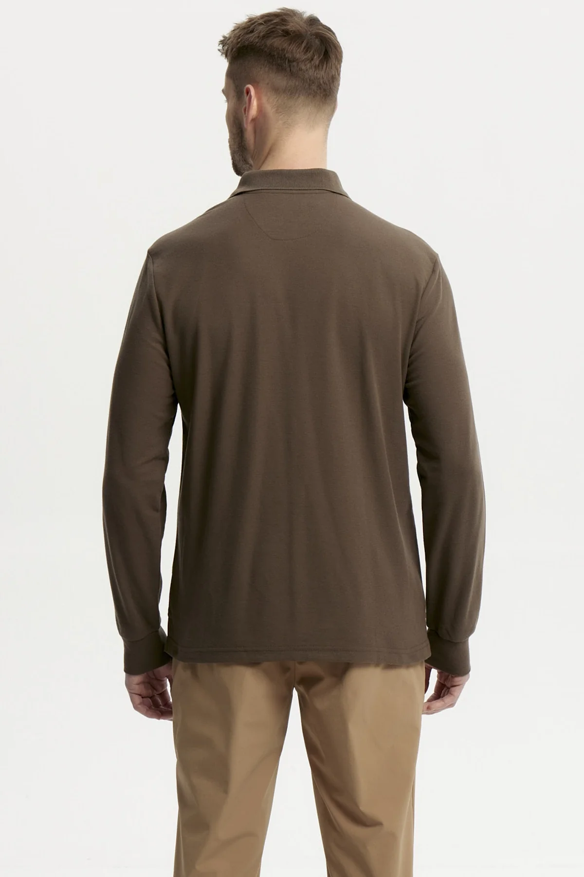 Polera Hombre Pique Básica Verde Olivo - Image 3