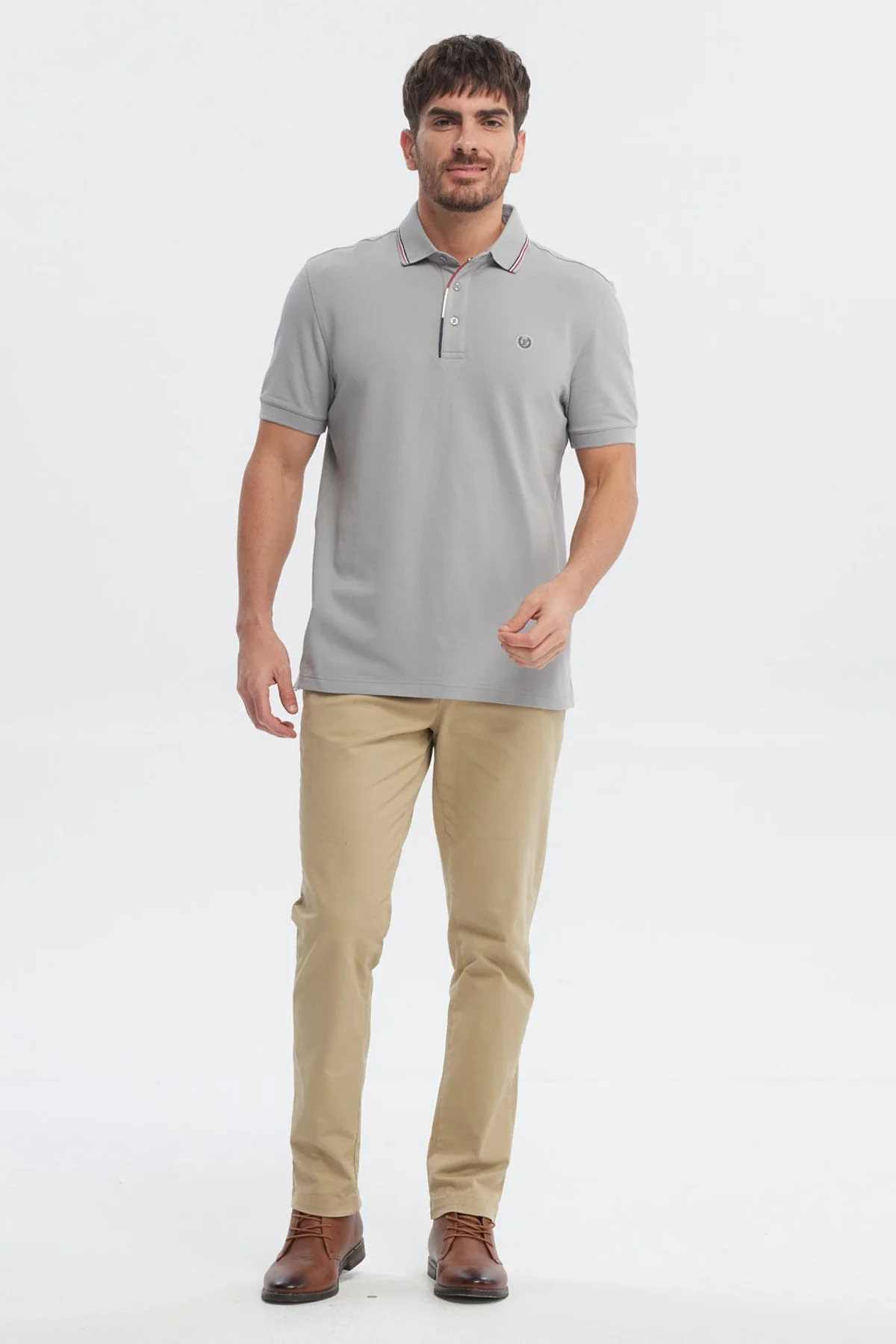 Polera Hombre Pique Dos Botónes Gris - Image 4