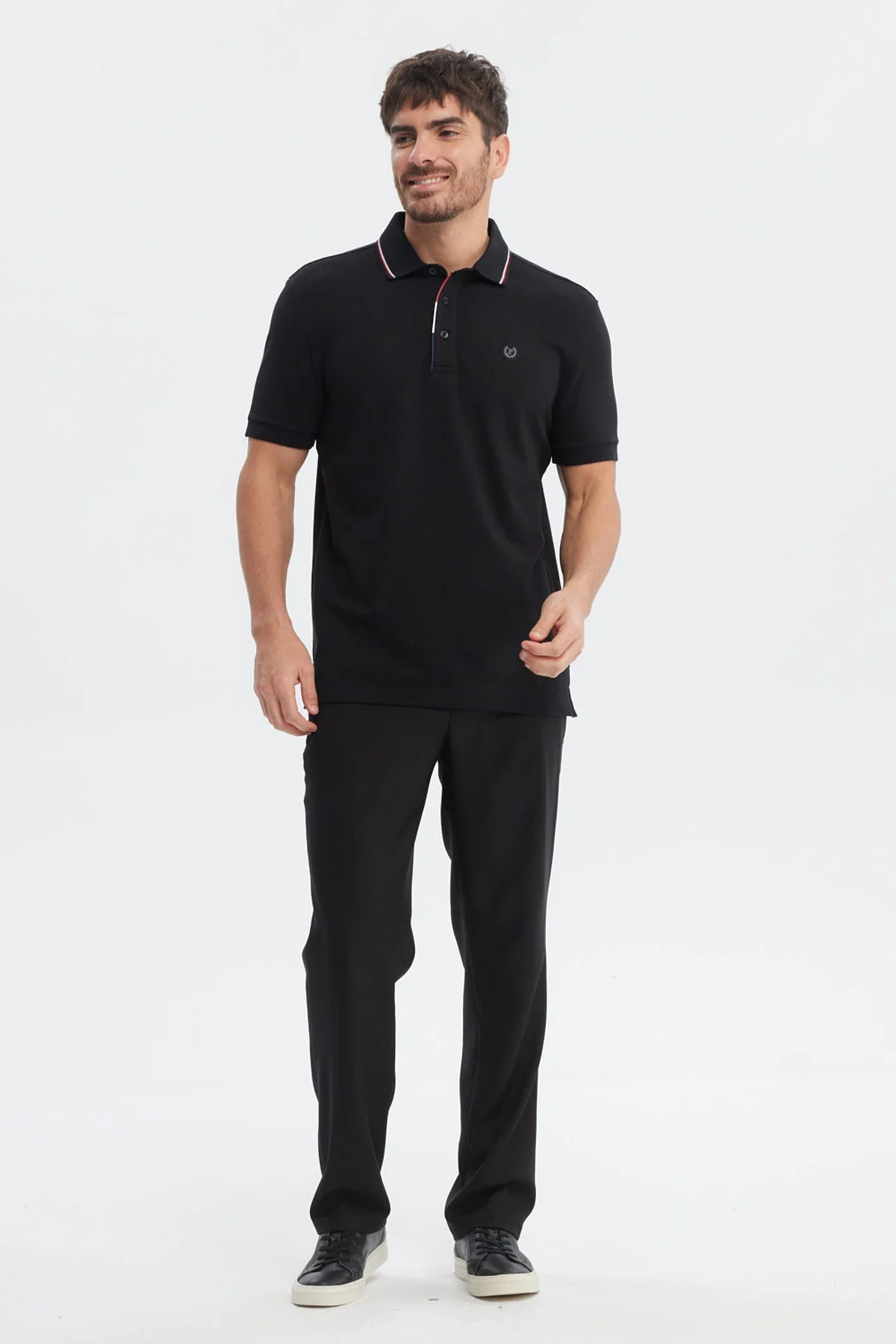 Polera Hombre Pique Dos Botónes Negro - Image 4