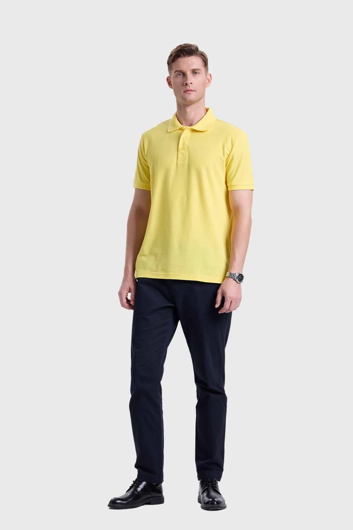 Polera Hombre Piqué Básica Amarillo - Image 4
