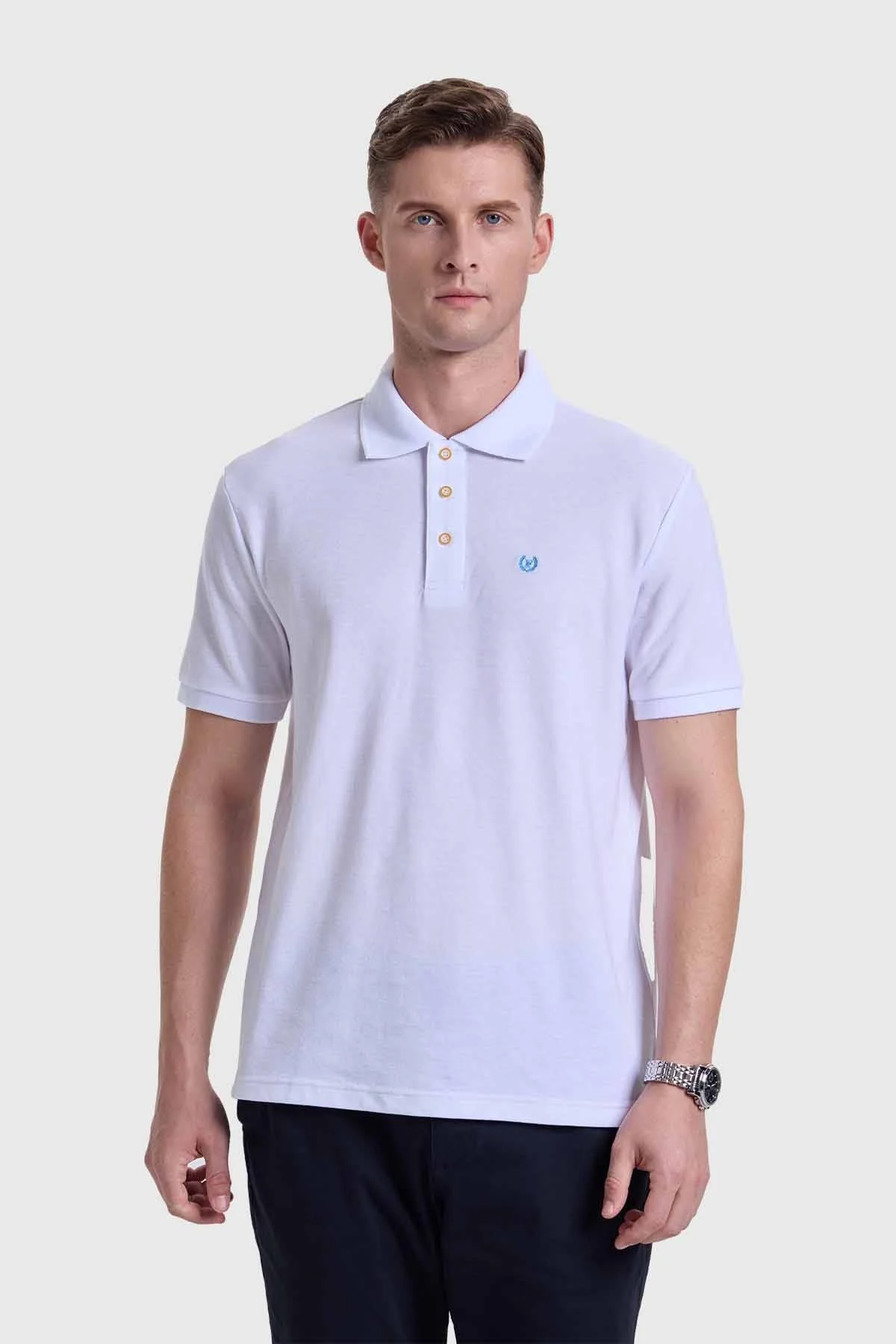 Polera Hombre Piqué Blanco