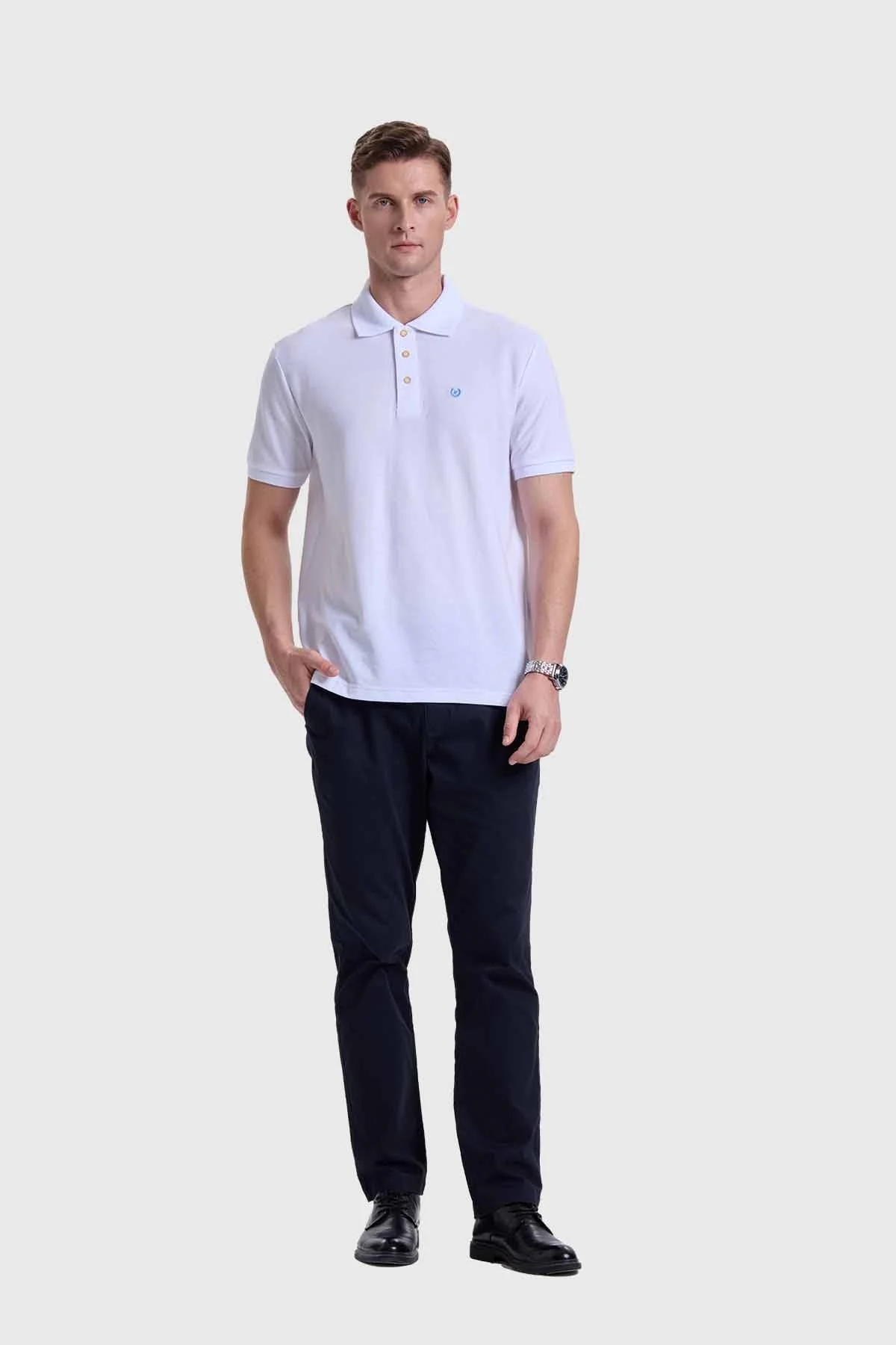 Polera Hombre Piqué Blanco - Image 4