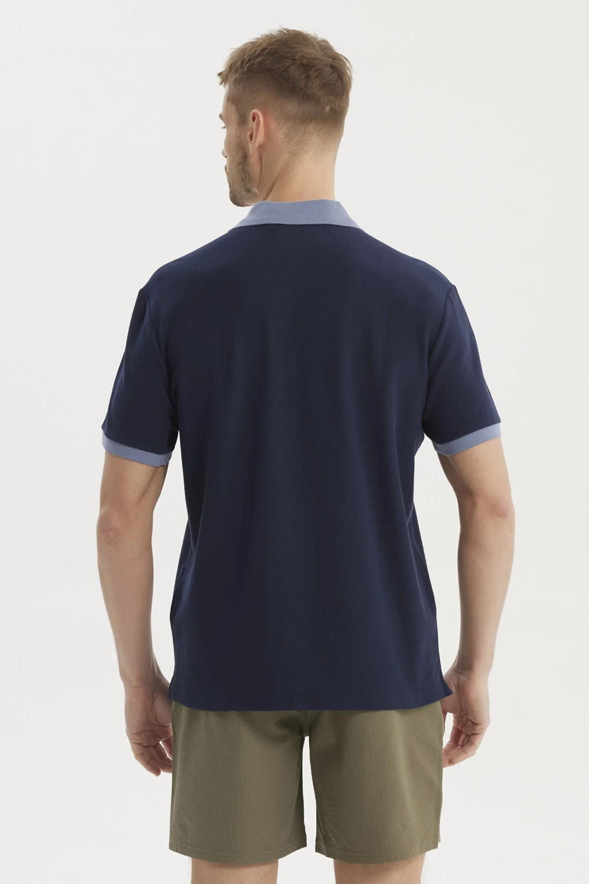 Polera Hombre Pique Wafle Con Botones Azul Marino - Image 3