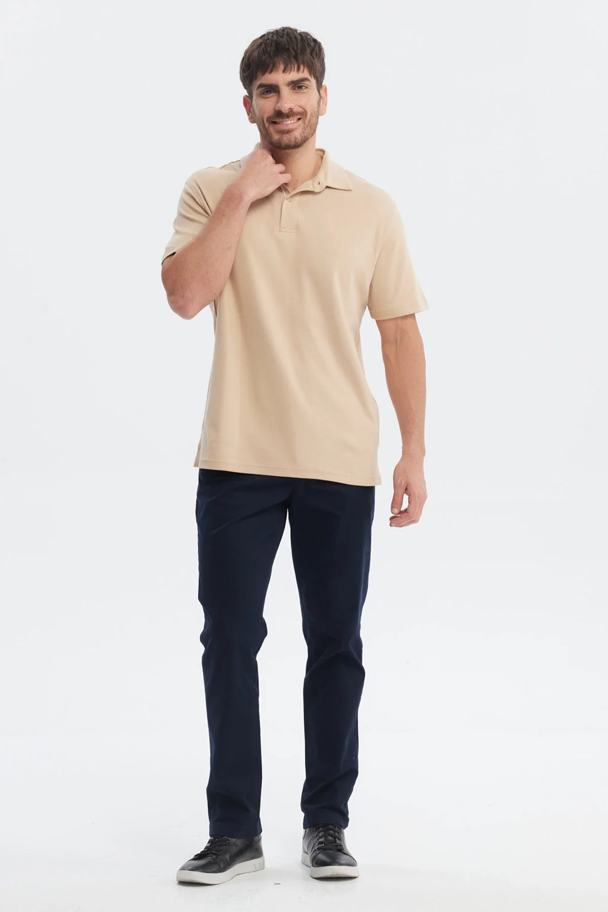 Polera Hombre Polo Lisa Beige - Image 4