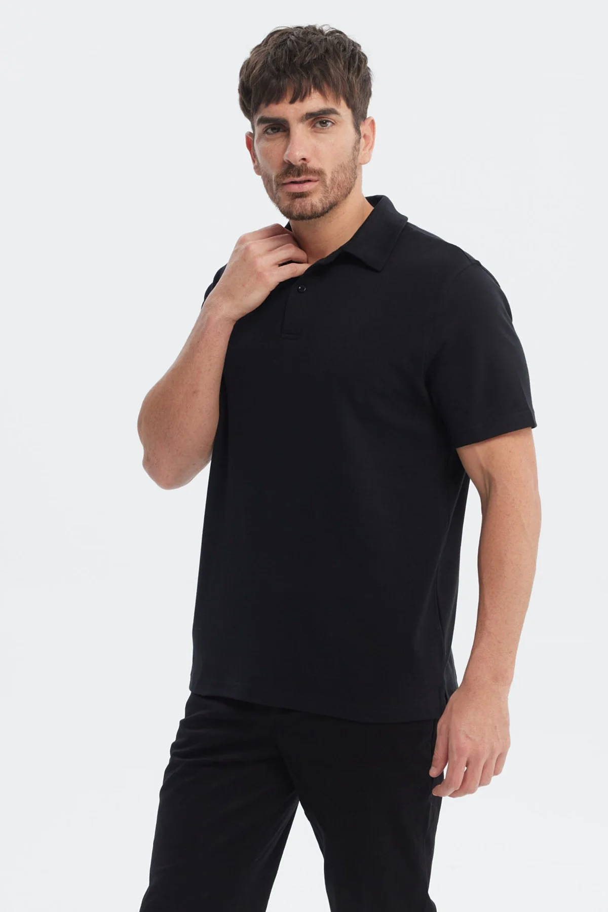 Polera Hombre Polo Lisa Negro - Image 2