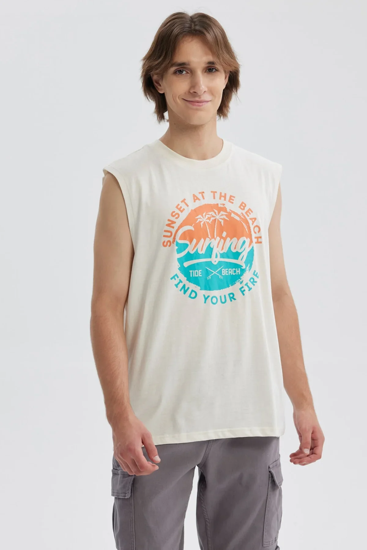Polera Hombre Print Beige