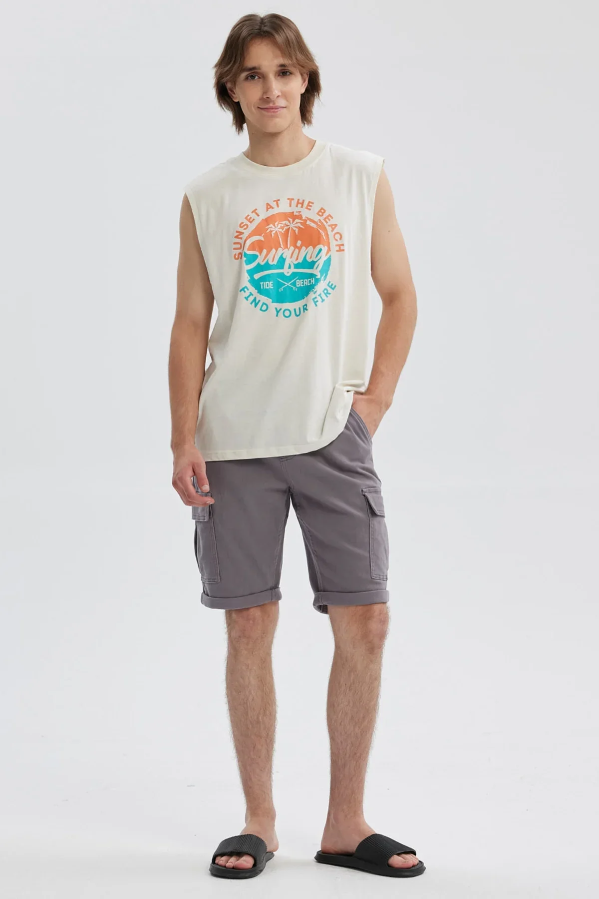 Polera Hombre Print Beige - Image 4