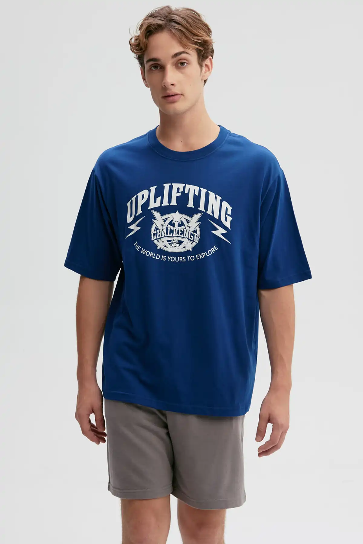 Polera Hombre Print Central Azul