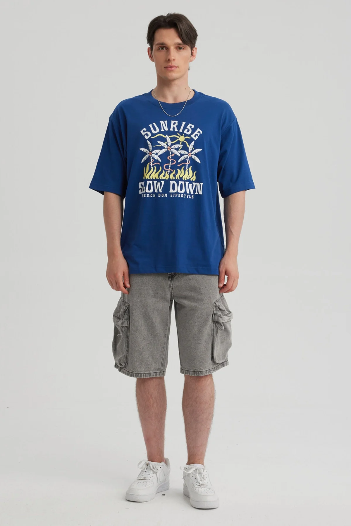 Polera Hombre Print Central Azul - Image 4