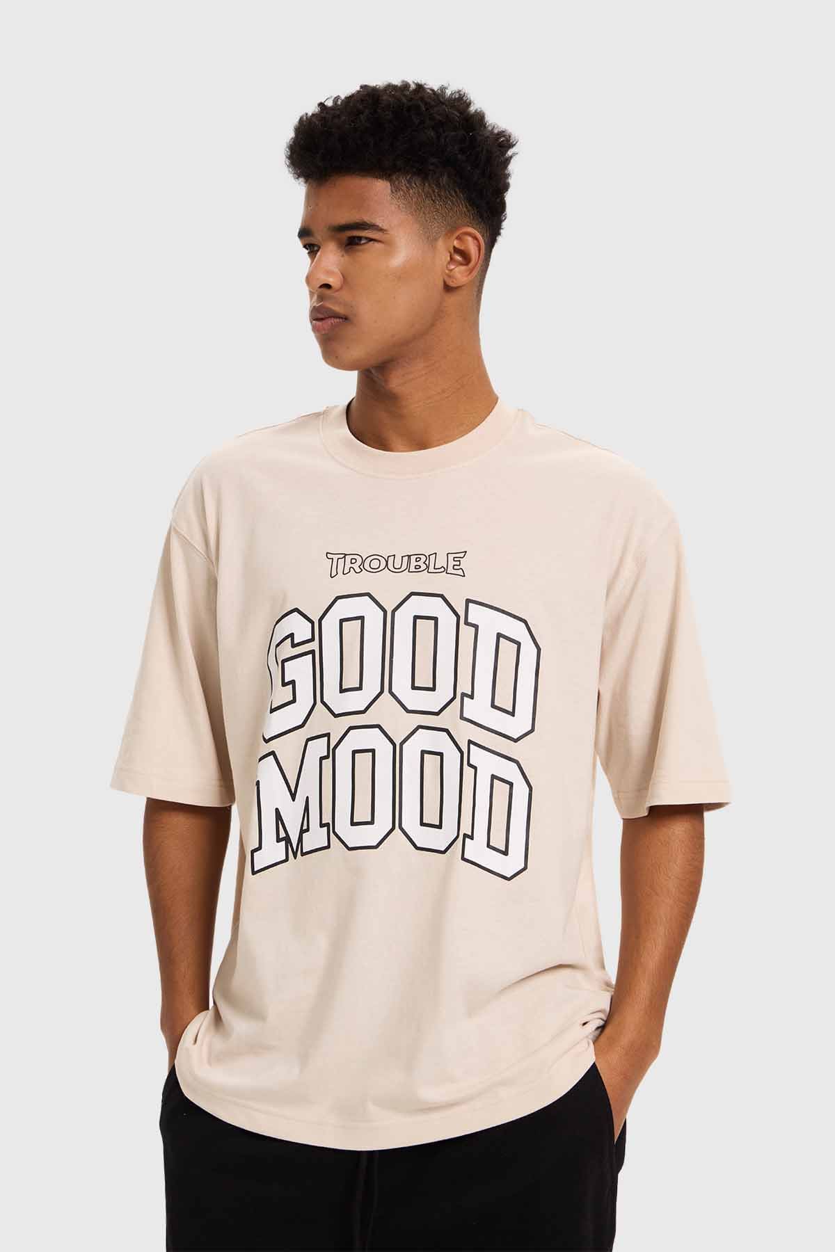 Polera Hombre Print College Beige - Image 2