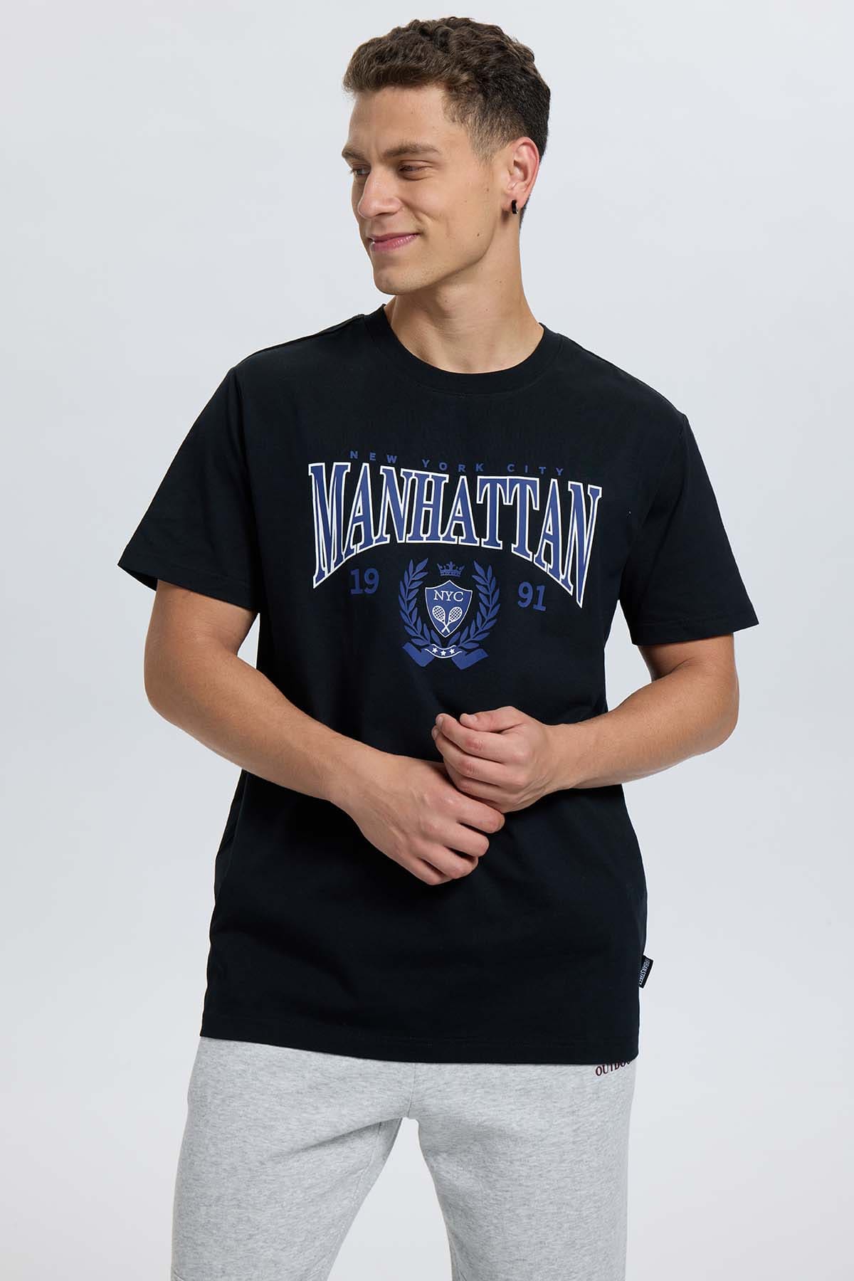 Polera Hombre Print College Negro - Image 2