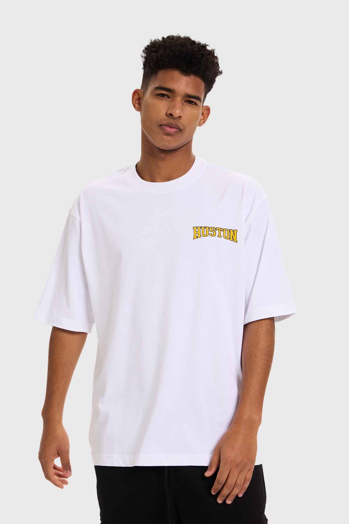 Polera Hombre Print Flamas Blanco