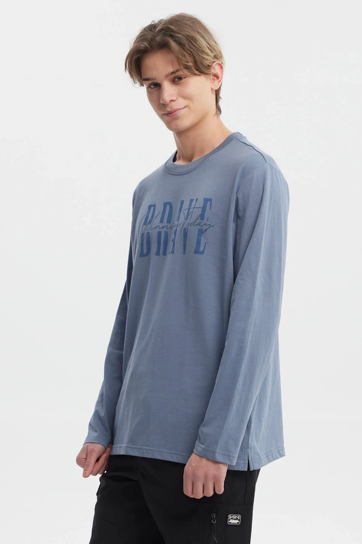 Polera Hombre Print Frontal Azul Piedra - Image 2