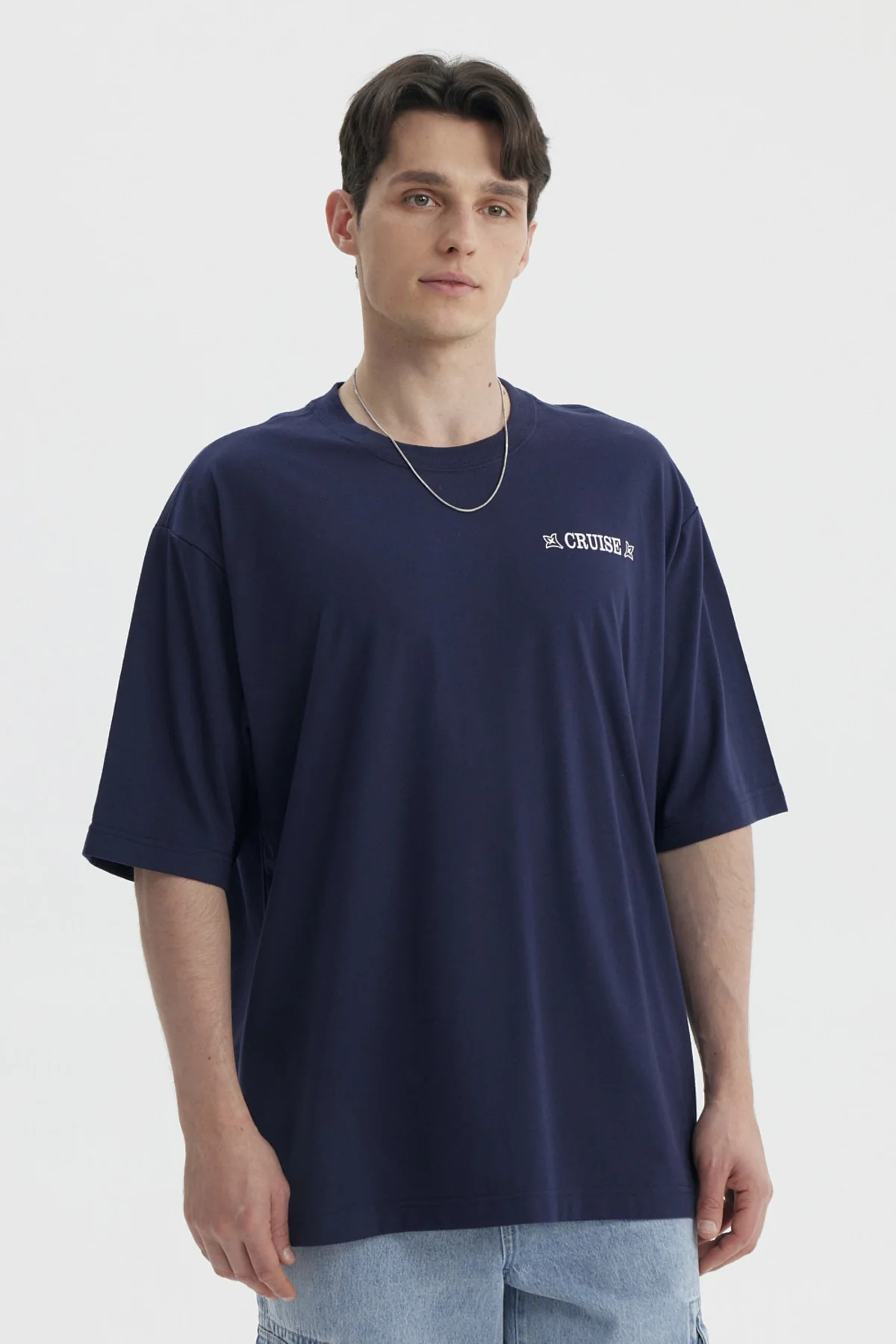 Polera Hombre Print Oversize Azul