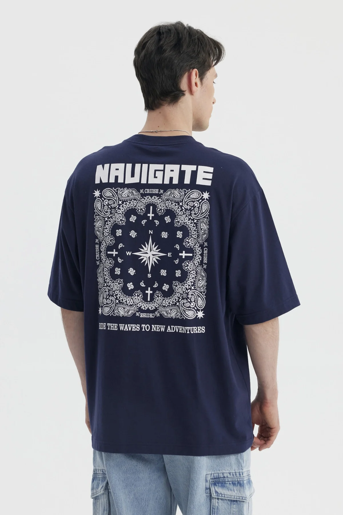 Polera Hombre Print Oversize Azul - Image 2