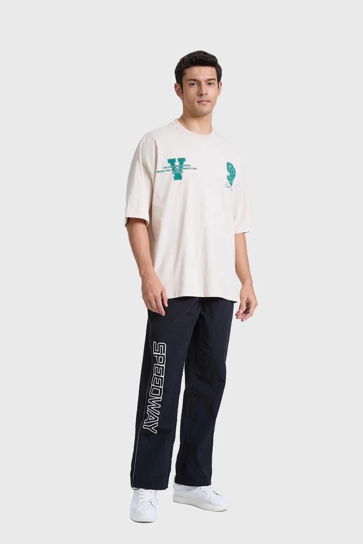 Polera Hombre Print Oversize Beige - Image 4