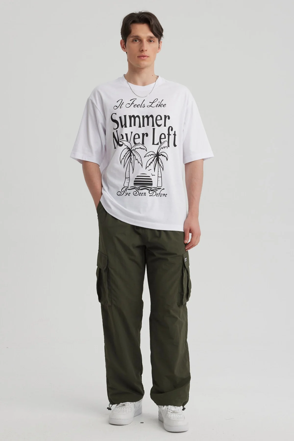 Polera Hombre Print Oversize Blanco - Image 4