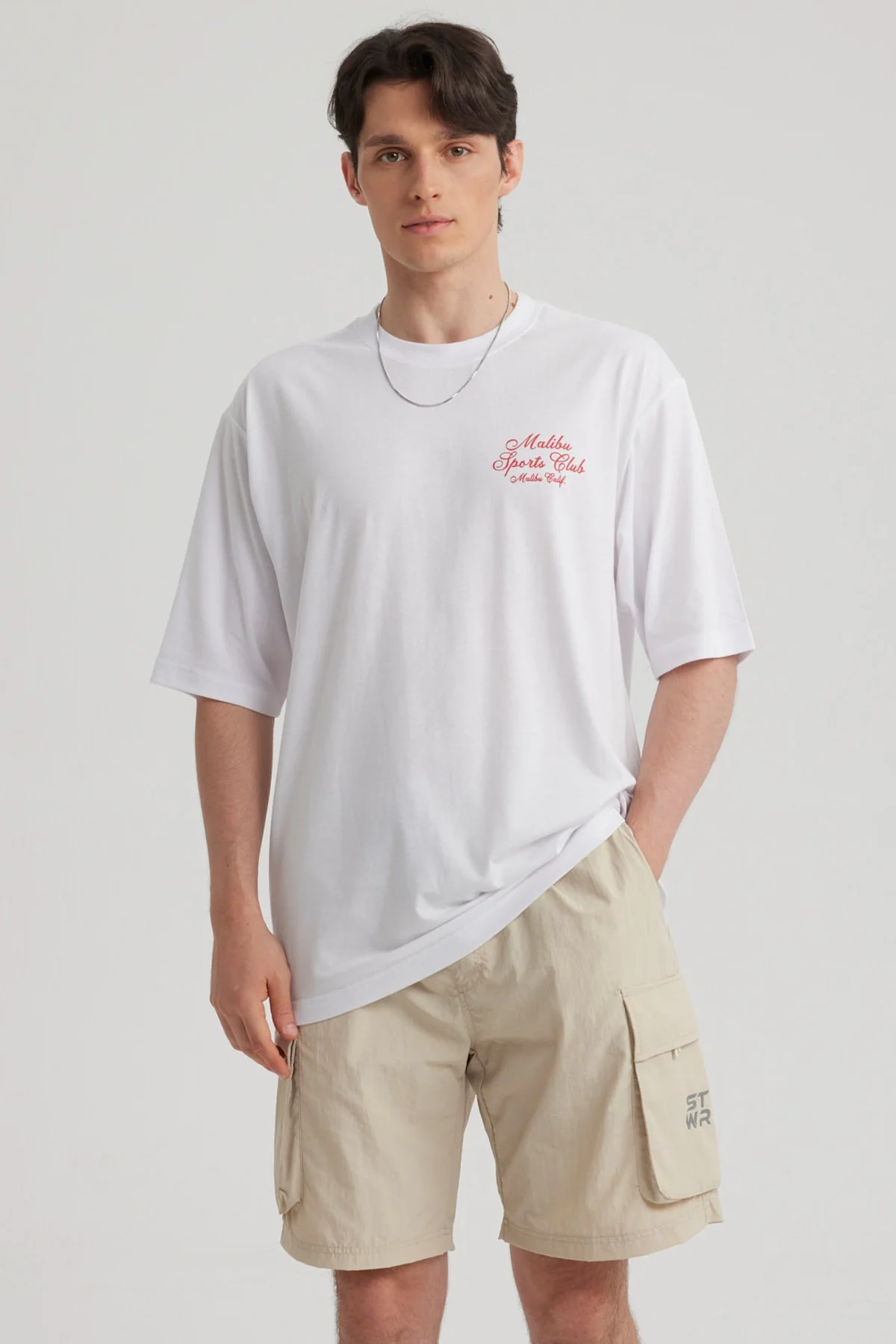 Polera Hombre Print Oversize Blanco