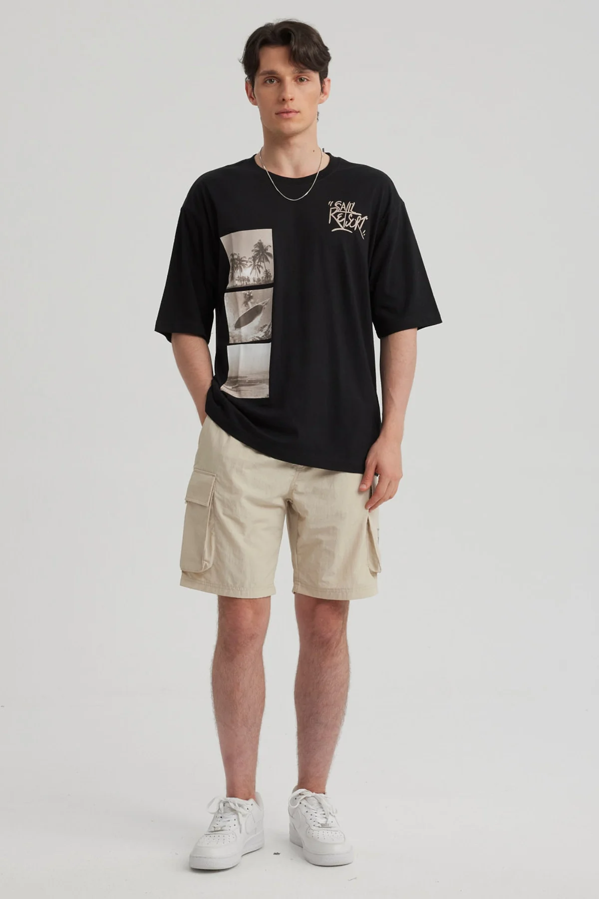 Polera Hombre Print Oversize Negro - Image 4