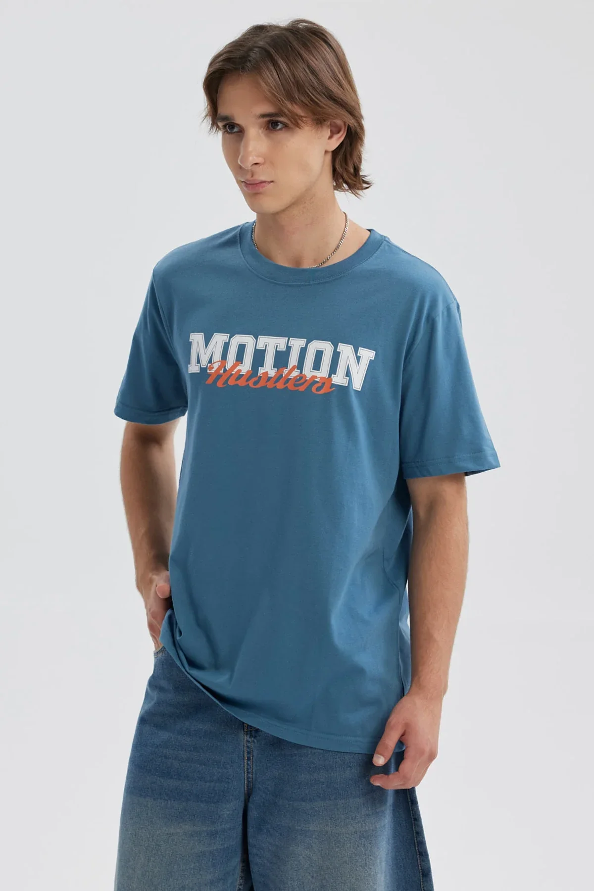 Polera Hombre Print Posicional Azul Piedra - Image 3