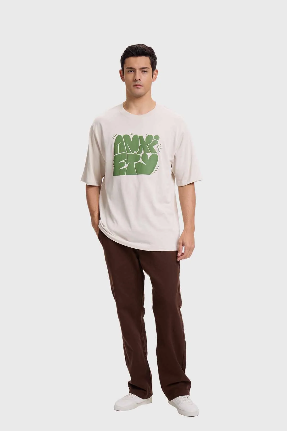 Polera Hombre Print Puff Beige - Image 4