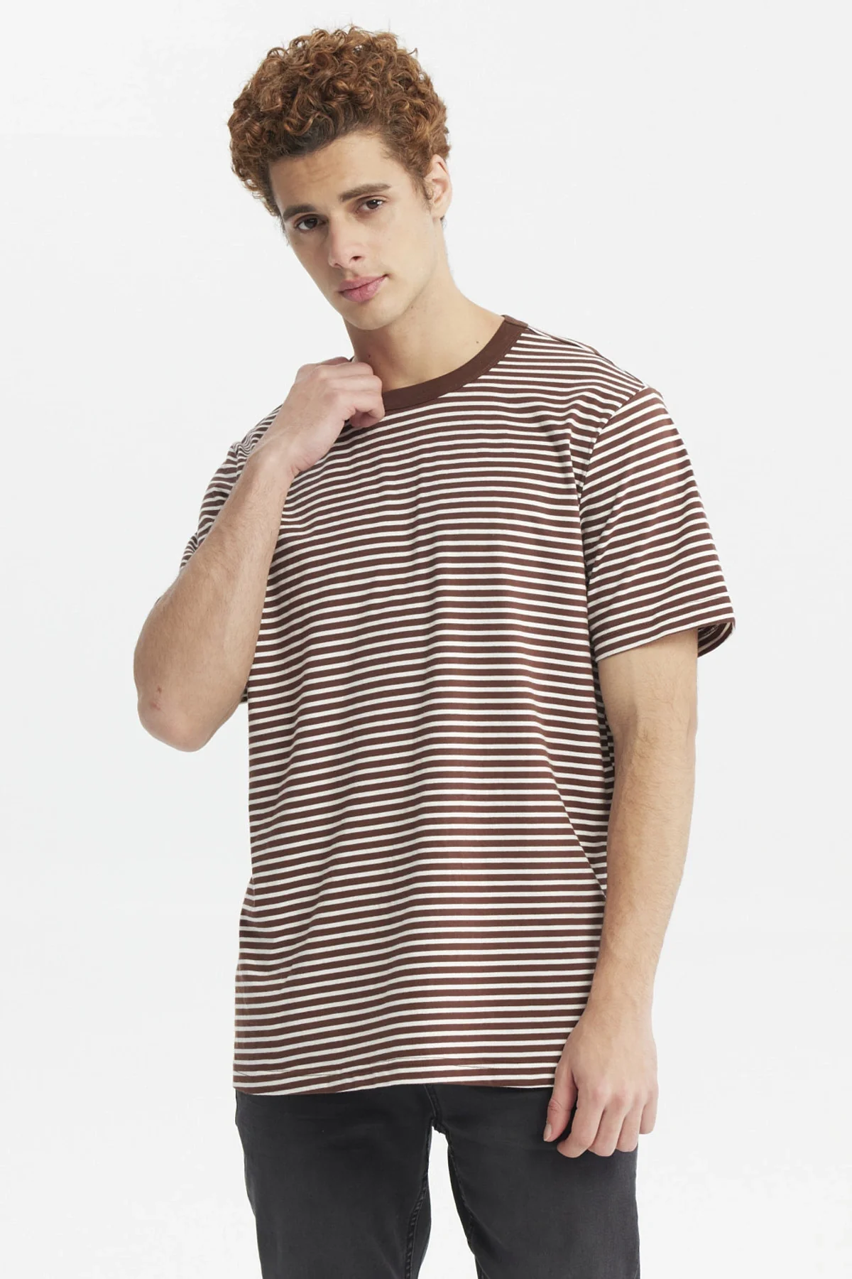 Polera Hombre Rayas Chocolate