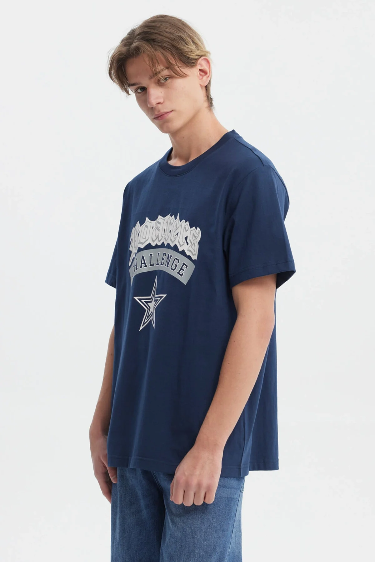 Polera Hombre Regular Fit Print College Azul - Image 2
