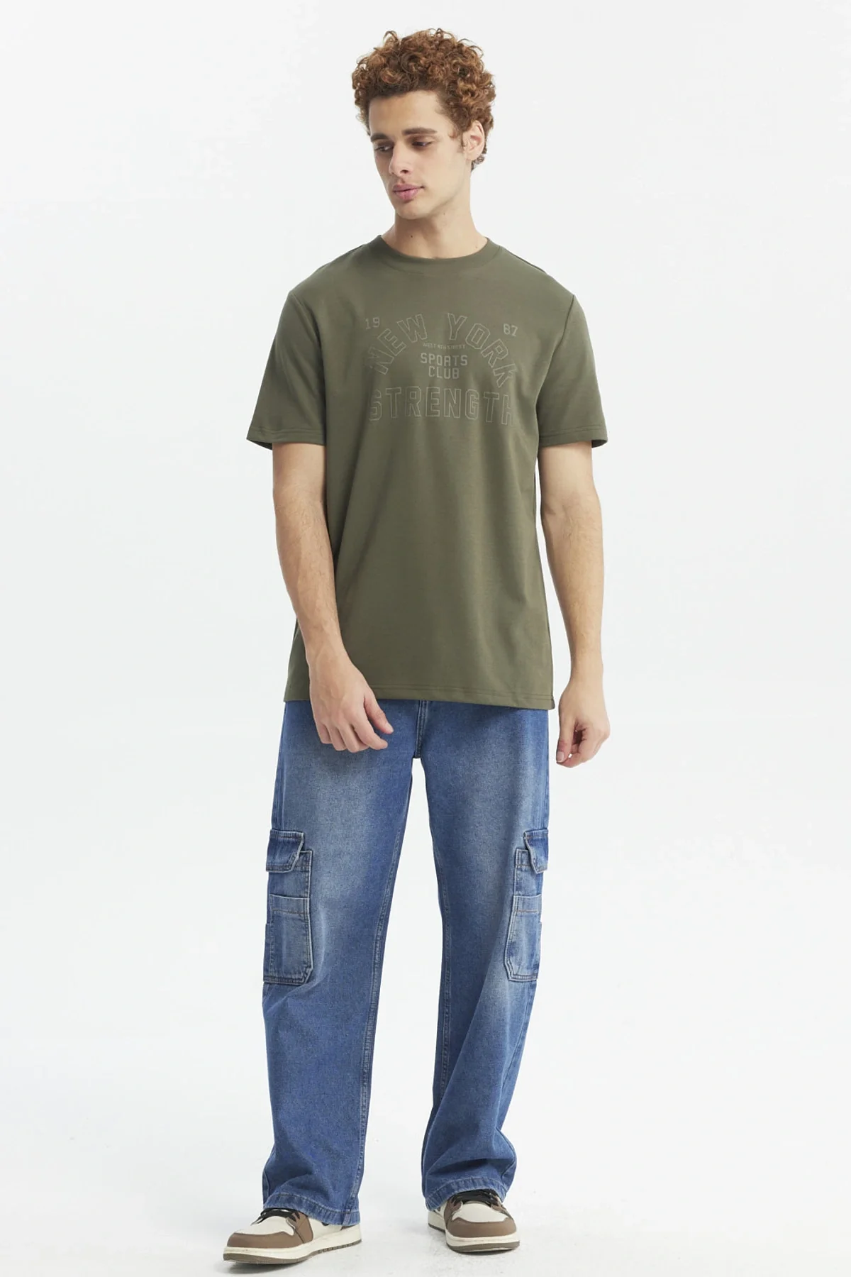 Polera Hombre Regular Print A Tono Verde Militar - Image 4